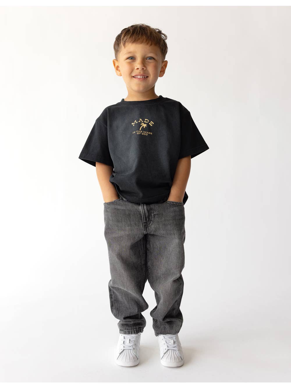 Little boy made in the image of God tee