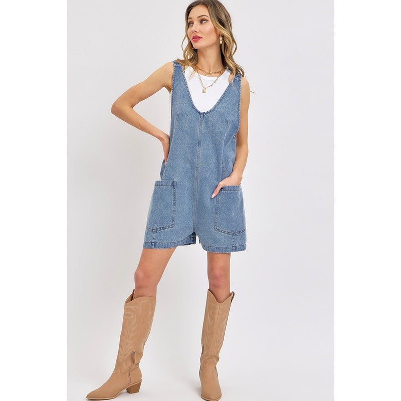 John 8:36 Denim Overall Romper