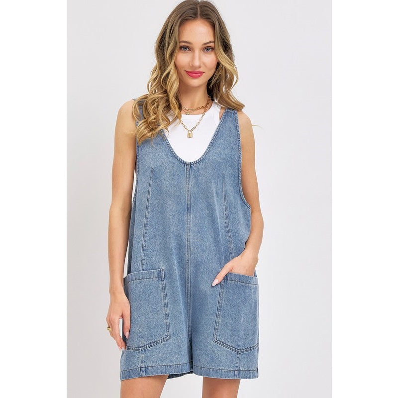John 8:36 Denim Overall Romper