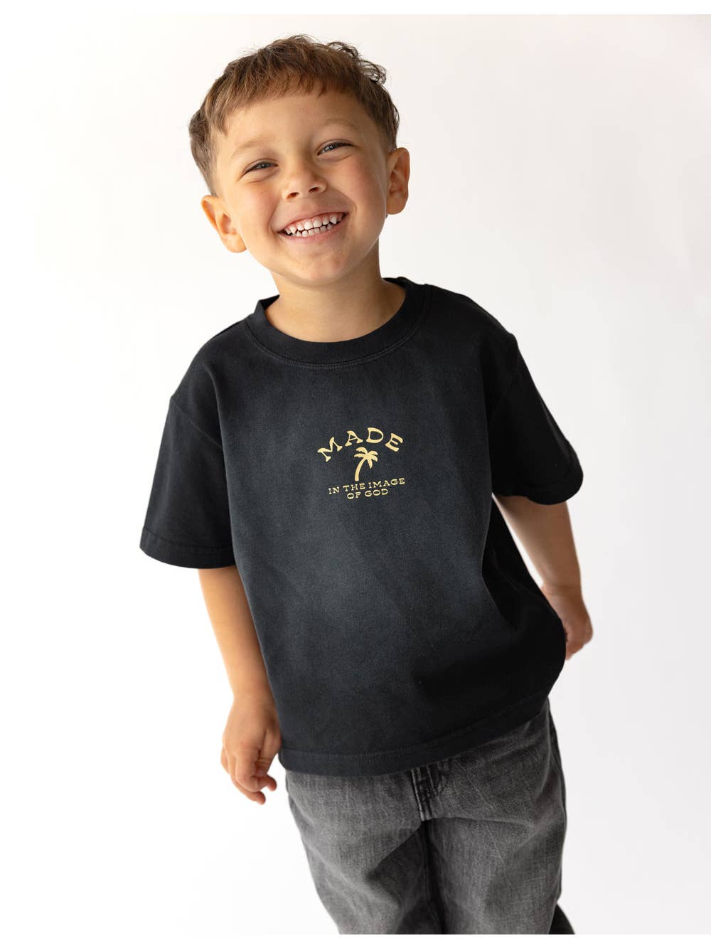 Little boy made in the image of God tee