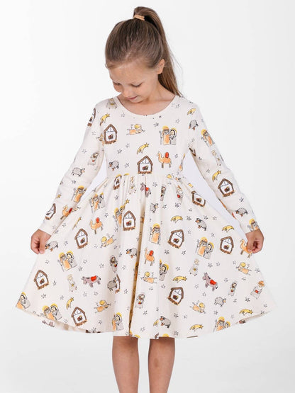 Away in a Manger Cotton Twirl Dress
