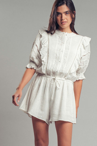Isaiah 1:18 lace and cotton romper