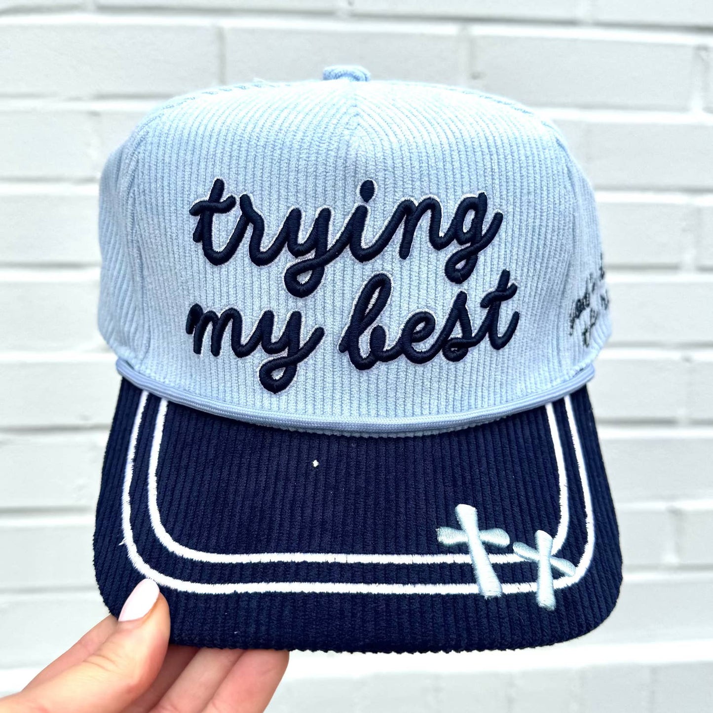 Trying my best God is doing the rest Corduroy Hat