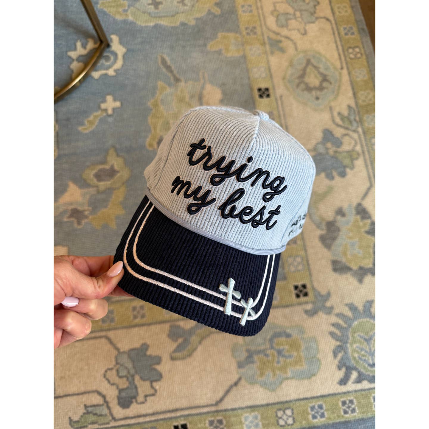 Trying my best God is doing the rest Corduroy Hat