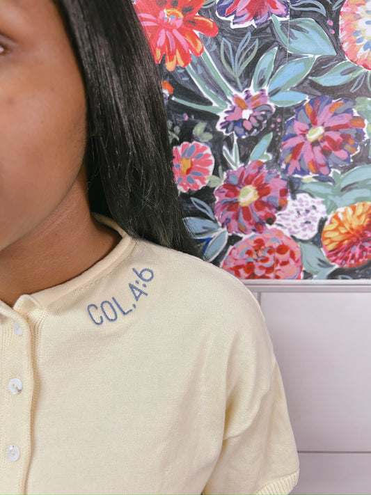 Col. 4:6 Butter Yellow short sleeve button up cardigan