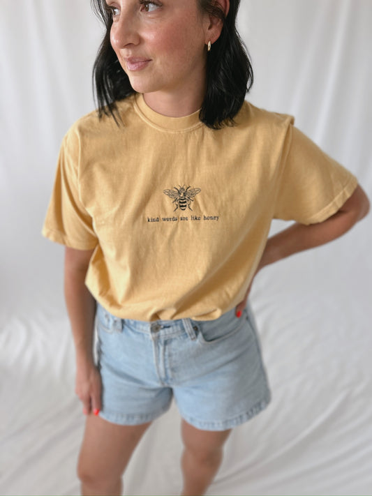 “kind words are like honey” graphic tees