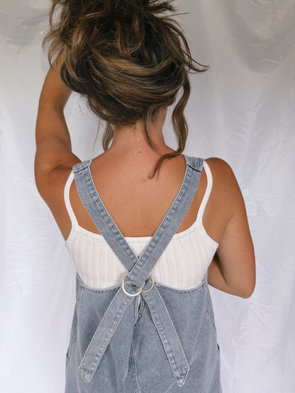 John 8:36 Denim Overall Romper