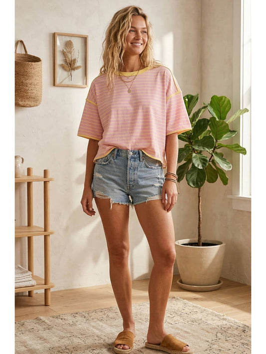 Striped Relaxed Fit Knit Tee