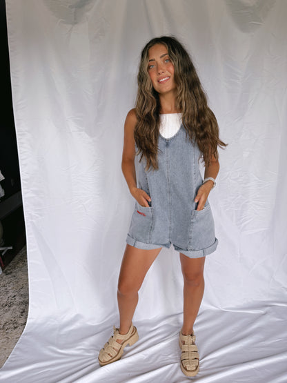 John 8:36 Denim Overall Romper
