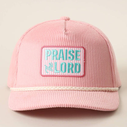 Praise the Lord Embroidered Patch Corduroy Trucker Hat