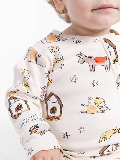 Away in a Manger Cotton Footless Onesie PJ's
