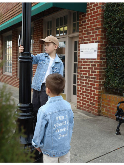 What a friend we have in Jesus kids denim