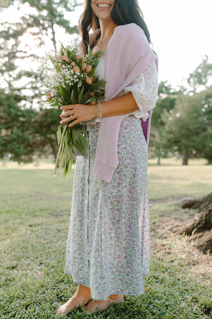 Delicate Floral Midi Skirt