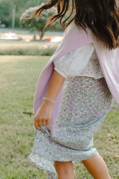 Delicate Floral Midi Skirt