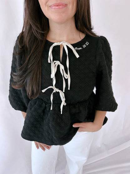 Black Quilted Blouse