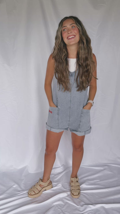 John 8:36 Denim Overall Romper
